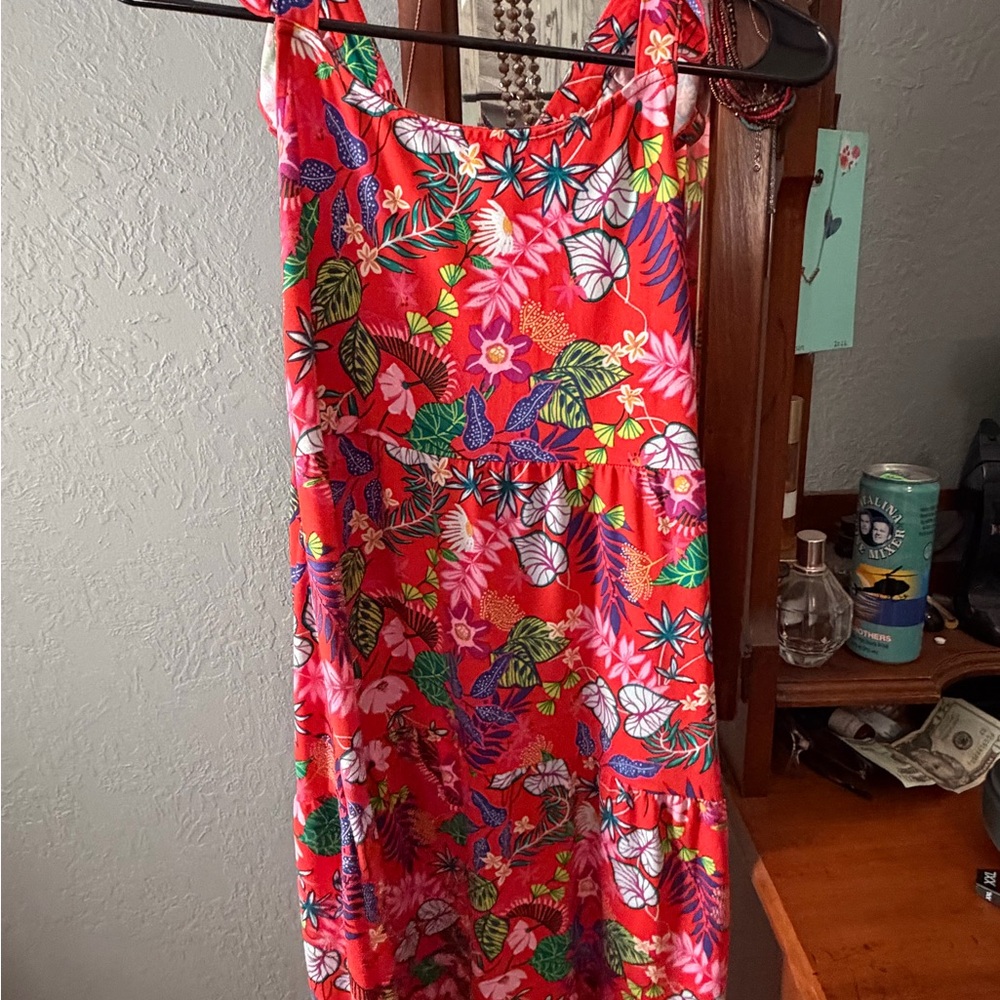 wonder nation Red Tropical Floral Girls' Casual Dress